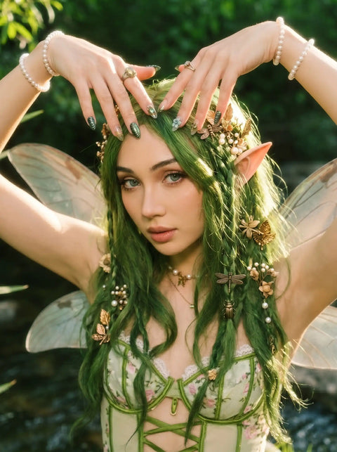 Deep Green & White Floral